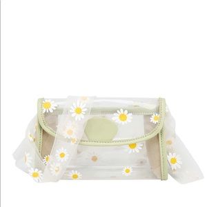 NWT clear daisy graphic flap crossbody bag